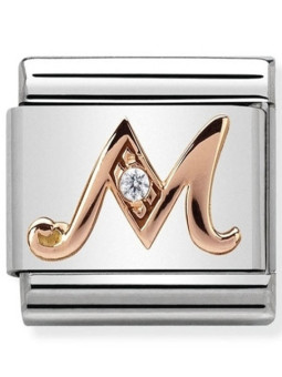 Maillon Nomination classic Lettre M en Or rose et pierre