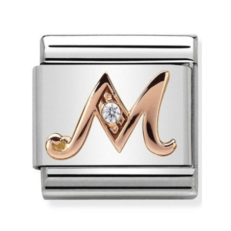 Maillon Nomination classic Lettre M en Or rose et pierre