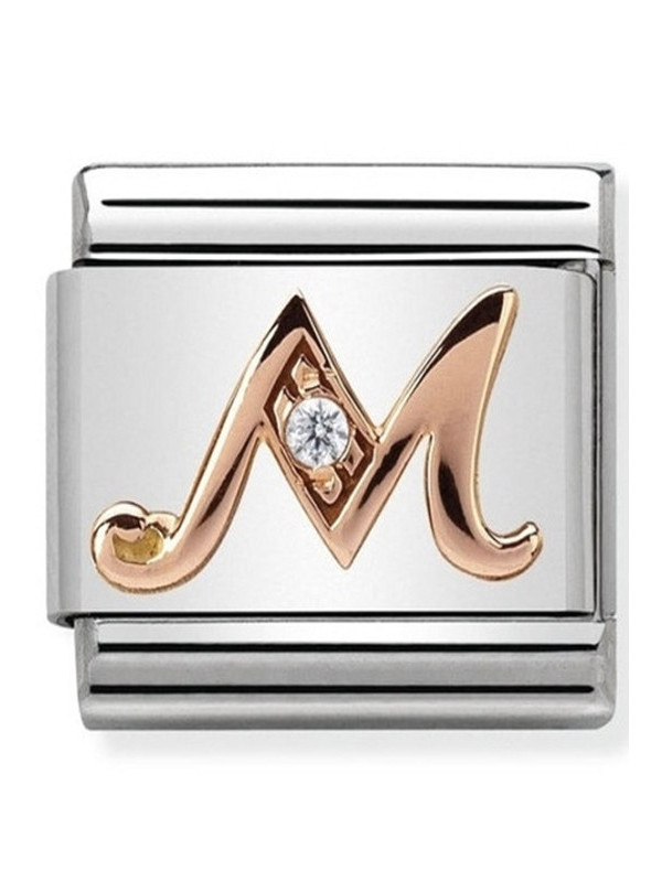 Maillon Nomination classic Lettre M en Or rose et pierre