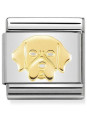 Maillon Nomination classic chien golden retriever en Or
