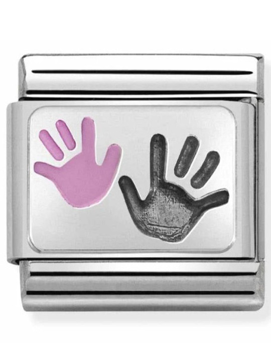 Maillon Nomination classic Famille Mains Petite fille et Parent en Argent