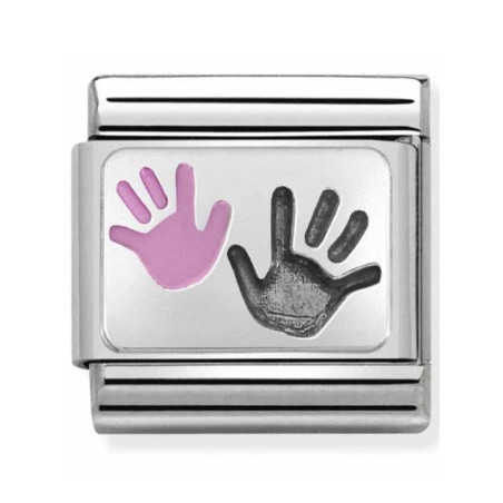 Maillon Nomination classic Famille Mains Petite fille et Parent en Argent