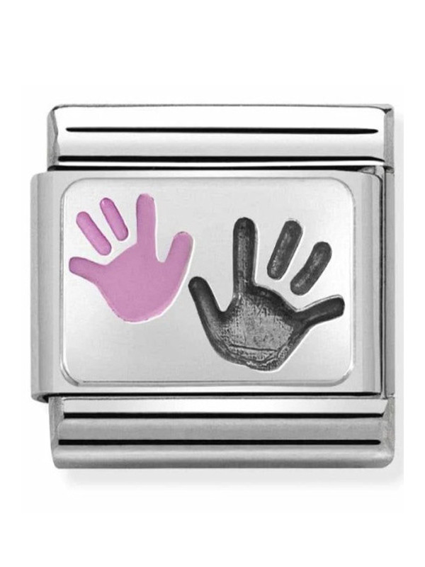 Maillon Nomination classic Famille Mains Petite fille et Parent en Argent