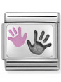 Maillon Nomination classic Famille Mains Petite fille et Parent en Argent