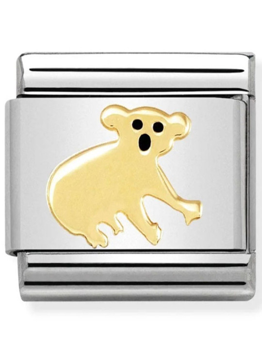 Maillon Nomination classic koala en acier, émail et Or