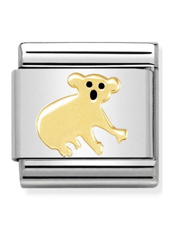 Maillon Nomination classic koala en acier, émail et Or