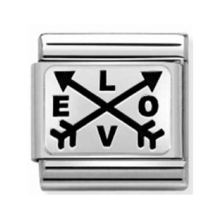 Maillon Nomination classic Argent Love avec flêches