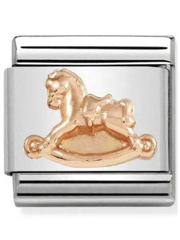 Maillon Nomination classic relief cheval à bascule Or rose