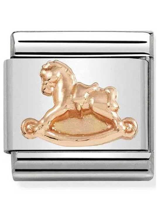 Maillon Nomination classic relief cheval à bascule Or rose
