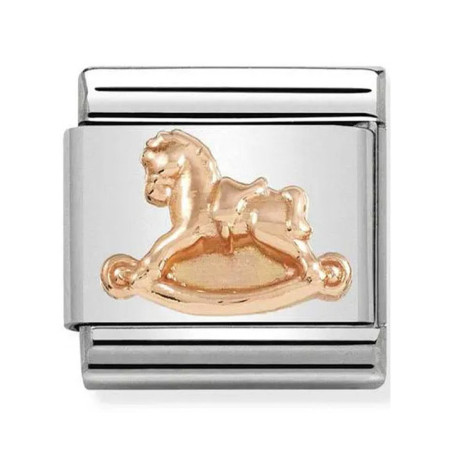 Maillon Nomination classic relief cheval à bascule Or rose