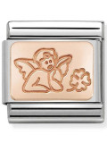 Maillon Nomination classic ange et trèfle Or rose 
