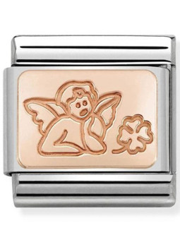 Maillon Nomination classic ange et trèfle Or rose