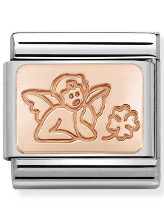 Maillon Nomination classic ange et trèfle Or rose