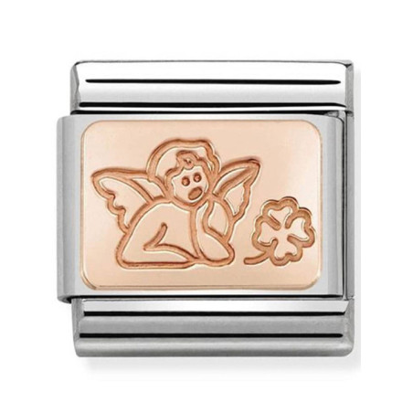 Maillon Nomination classic ange et trèfle Or rose
