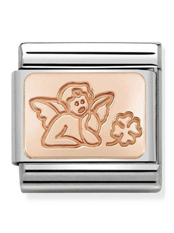 Maillon Nomination classic ange et trèfle Or rose