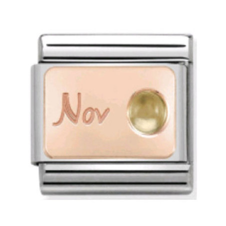 Maillon Nomination classic mois de Novembre et citrine en Or rose