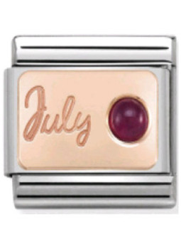 Maillon Nomination classic mois de Juillet et Rubis en Or rose