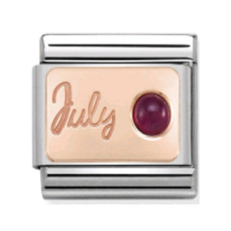 Maillon Nomination classic mois de Juillet et Rubis en Or rose