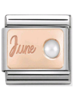 Maillon Nomination classic mois de Juin et Perle en Or rose