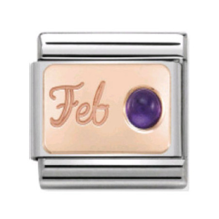 Maillon Nomination classic mois de Février et Améthyste en Or rose