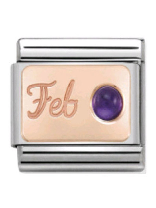 Maillon Nomination classic mois de Février et Améthyste en Or rose