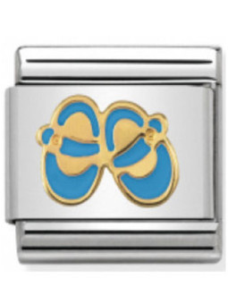 Maillon Nomination classic chaussons bleus en Or