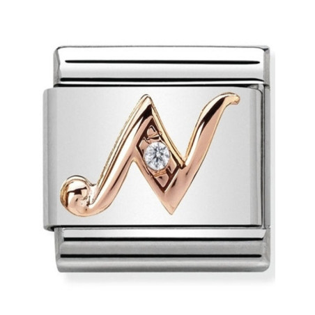 Maillon Nomination classic Lettre N en Or rose et pierre