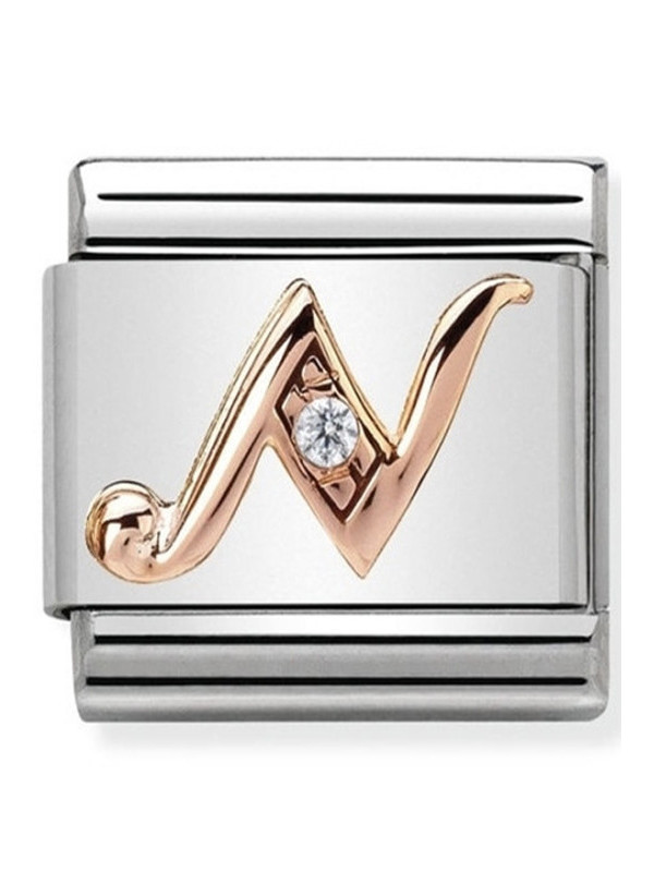 Maillon Nomination classic Lettre N en Or rose et pierre