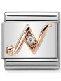 Maillon Nomination classic Lettre N en Or rose et pierre