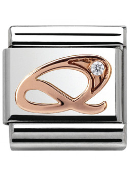 Maillon Nomination classic Lettre Q en Or rose et pierre