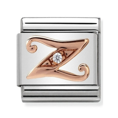 Maillon Nomination classic Lettre Z en Or rose et pierre