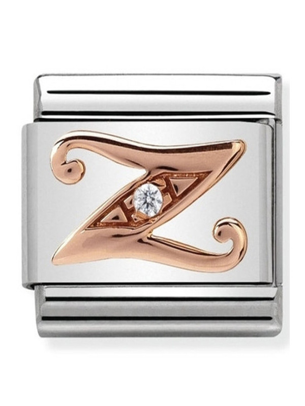 Maillon Nomination classic Lettre Z en Or rose et pierre