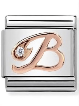 Maillon Nomination classic Lettre B en Or rose et pierre