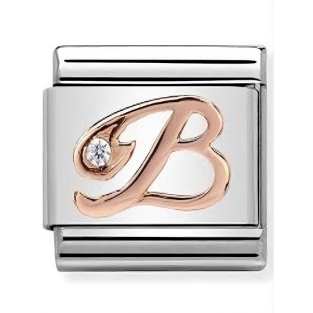 Maillon Nomination classic Lettre B en Or rose et pierre