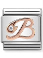 Maillon Nomination classic Lettre B en Or rose et pierre