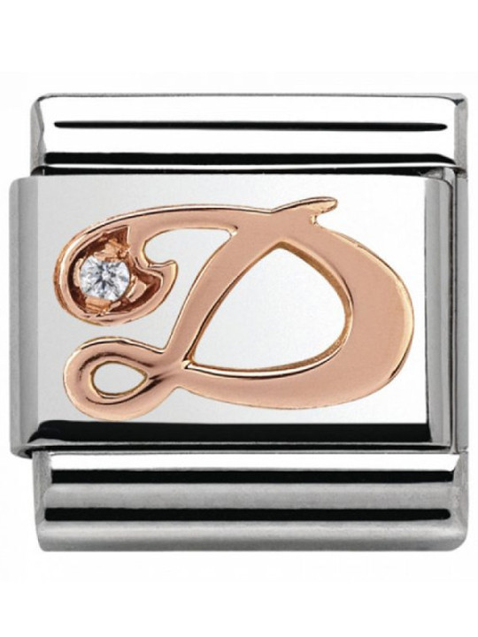 Maillon Nomination classic Lettre D en Or rose et pierre
