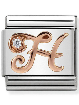 Maillon Nomination classic Lettre H en Or rose et pierre