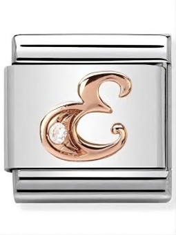 Maillon Nomination classic Lettre E en Or rose et pierre