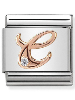 Maillon Nomination classic Lettre C en Or rose et pierre