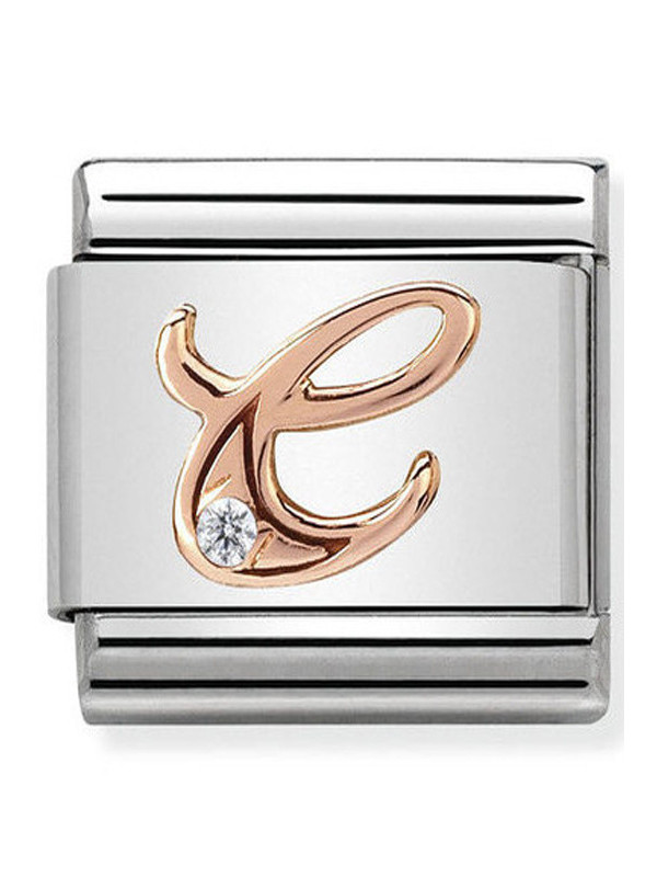 Maillon Nomination classic Lettre C en Or rose et pierre