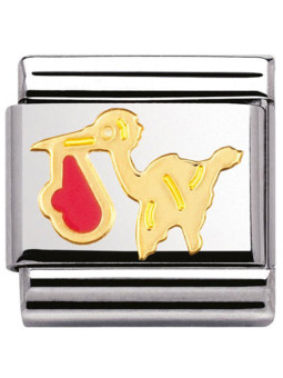 Maillon Nomination classic cigogne rose