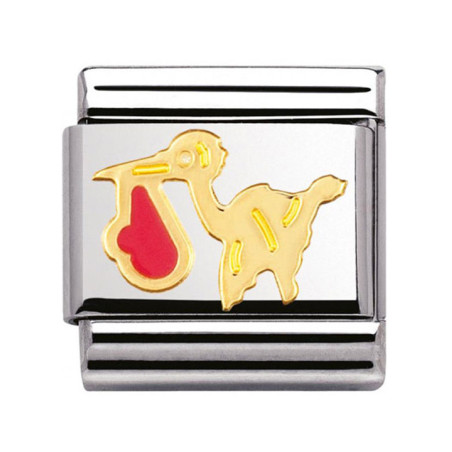 Maillon Nomination classic cigogne rose