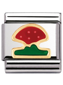 Maillon Nomination classic champignon en Or et email