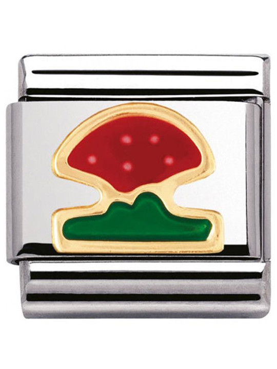 Maillon Nomination classic champignon en Or et email