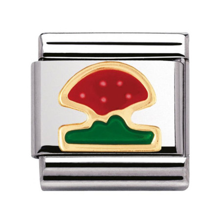 Maillon Nomination classic champignon en Or et email