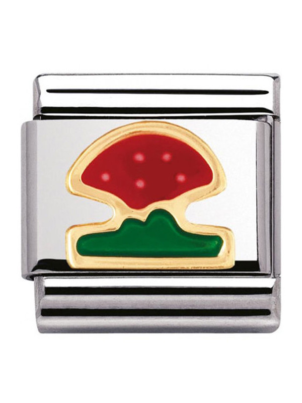 Maillon Nomination classic champignon en Or et email