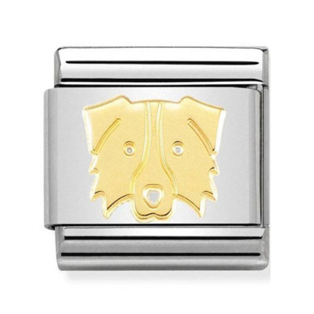 Maillon Nomination classic chien border collie en Or