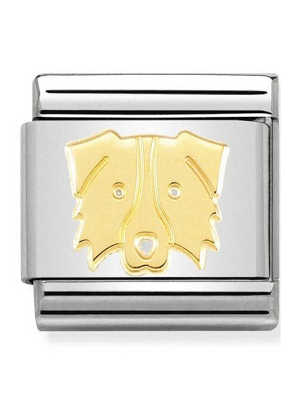 Maillon Nomination classic chien border collie en Or