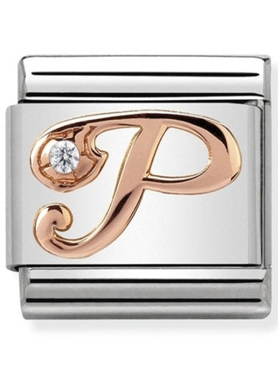 Maillon Nomination classic Lettre P en Or rose et pierre