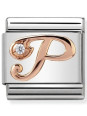 Maillon Nomination classic Lettre P en Or rose et pierre